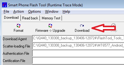 ппрошивка Fly IQ440 через Flash Tool